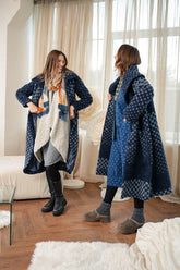 Blue Alpaca Wool Trapeze Coat 1