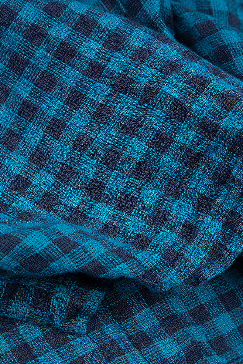 Écharpe en Lin à carreaux bleus