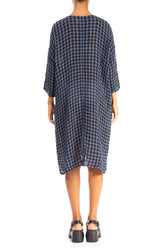 Blue Nova Check Gauze Linen Tunic Dress 2