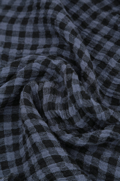 Blue Nova Check Gauze Linen Tunic Dress 5