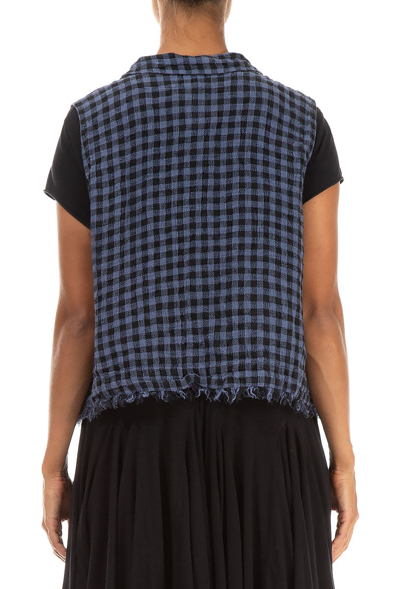 Blue Nova Check Linen Vest 2