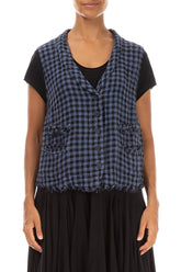 Blue Nova Check Linen Vest 1