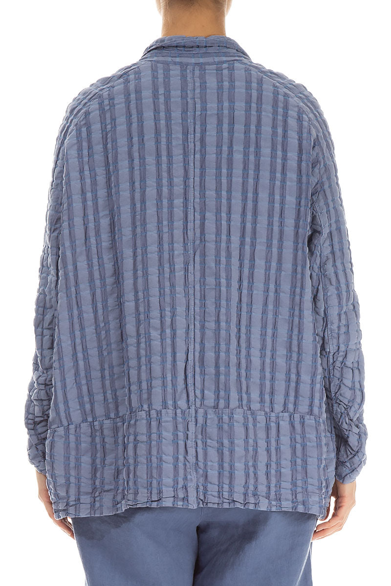 Blue Nova Checkered Linen Cotton Jacket 2