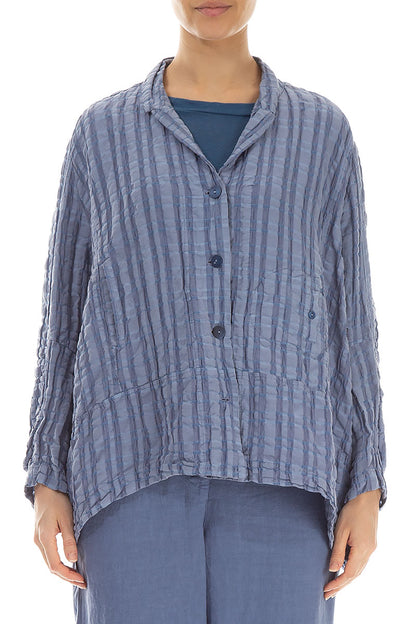 Blue Nova Checkered Linen Cotton Jacket 1