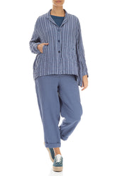 Blue Nova Checkered Linen Cotton Jacket 4