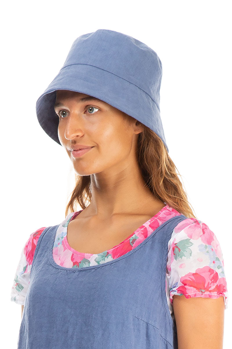 Blue Nova Linen Bucket Hat 1