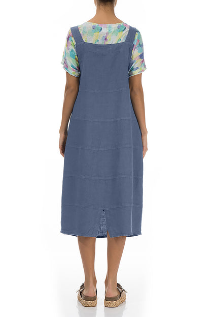 Blue Nova Linen Dungaree Dress 2