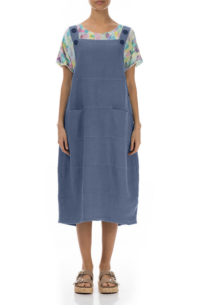 Blue Nova Linen Dungaree Dress 1