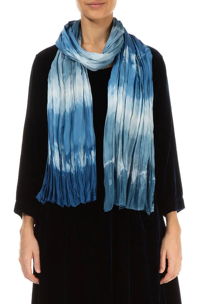 Blue Ombré Pure Silk Scarf 1