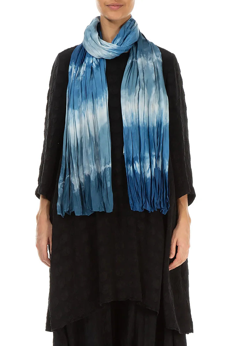 Blue Ombré Pure Silk Scarf 1