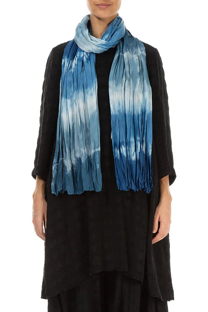Blue Ombré Pure Silk Scarf 1