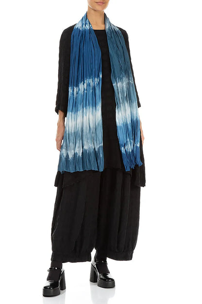 Blue Ombré Pure Silk Scarf 2