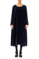 Blue Violet Silk Velvet Shift Dress 1