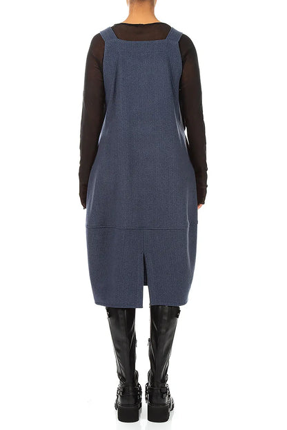 Blue Wool Dungaree Dress 2