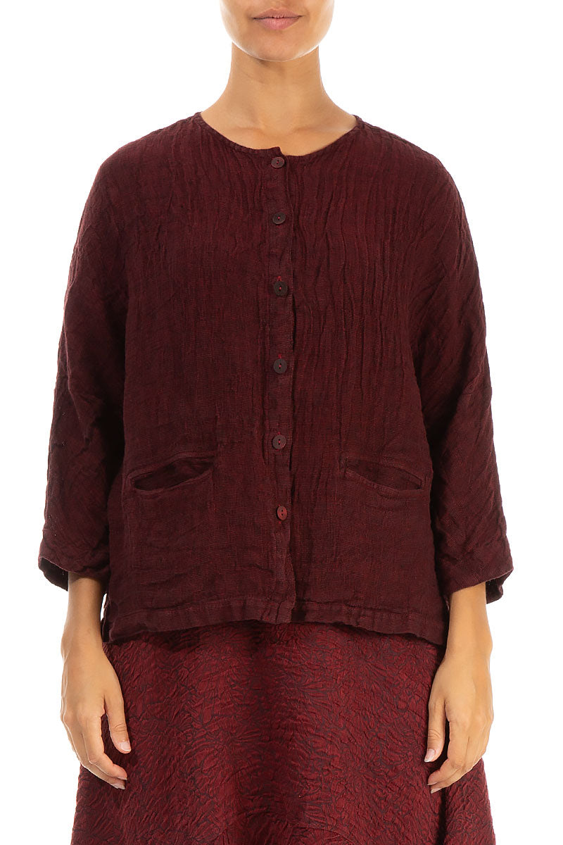 Bordeaux Mélange Linen Jacket Blouse 1