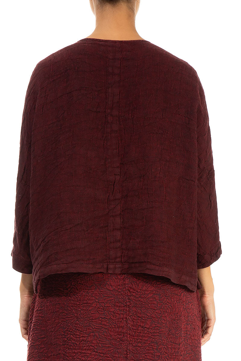 Bordeaux Mélange Linen Jacket Blouse 2