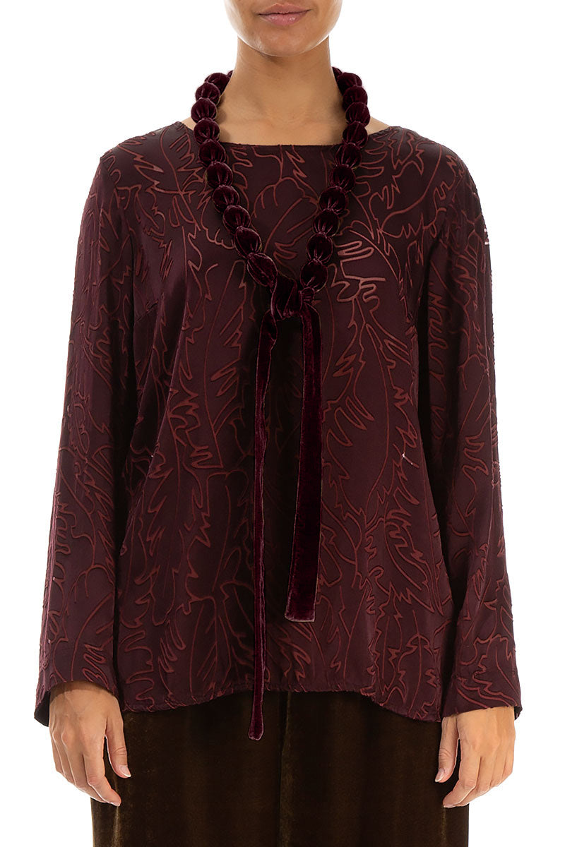 Bordeaux Silk Velvet Bead Necklace 1