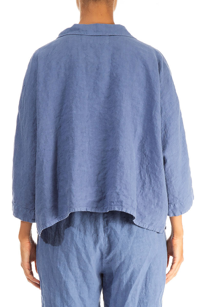 Boxy Blue Nova Linen Blazer Jacket 2