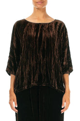 Boxy Aged Copper Crumpled Silk Velvet Blouse 1