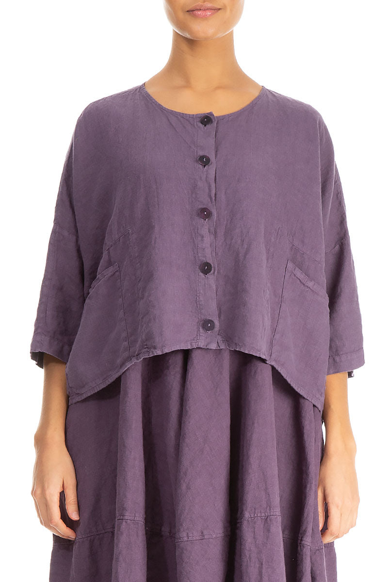 Boxy Amethyst Linen Jacket