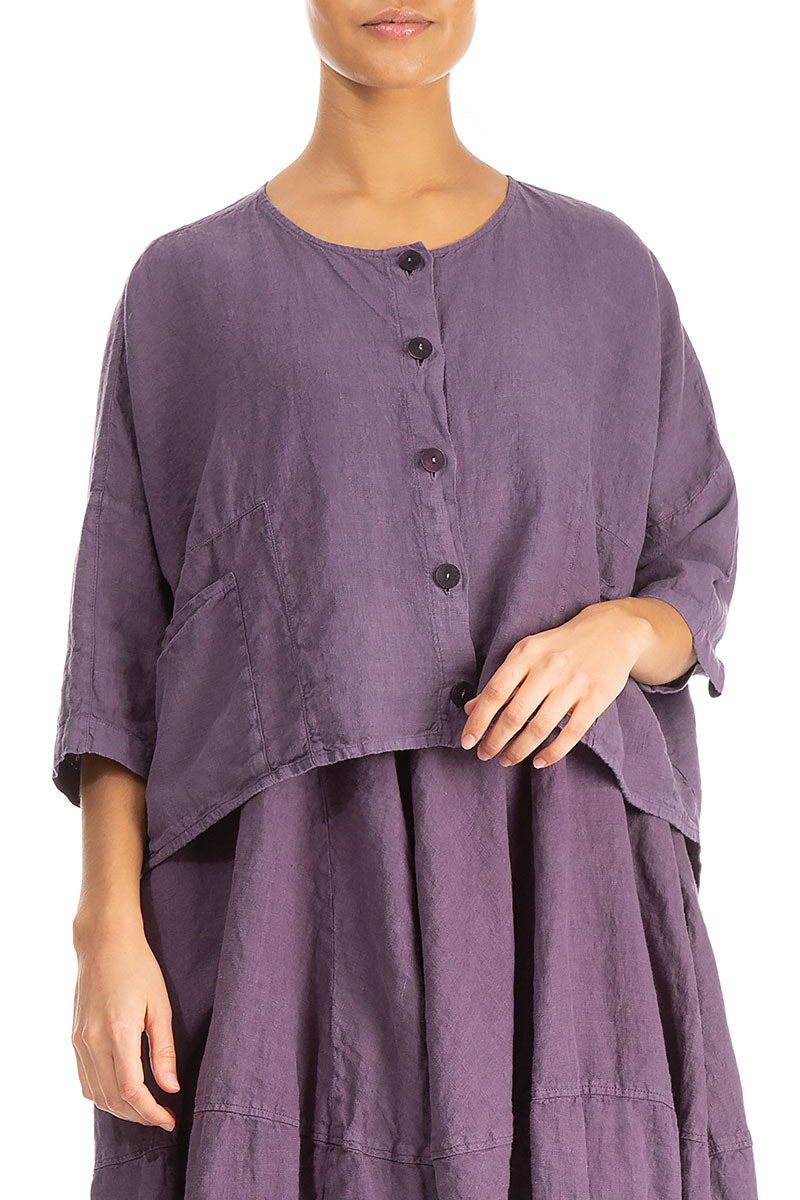 Boxy Amethyst Linen Jacket