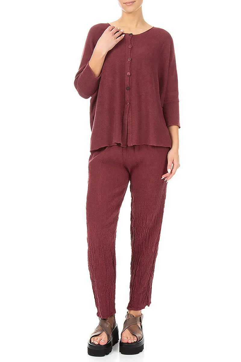 Gilet carré en lin rubis antique