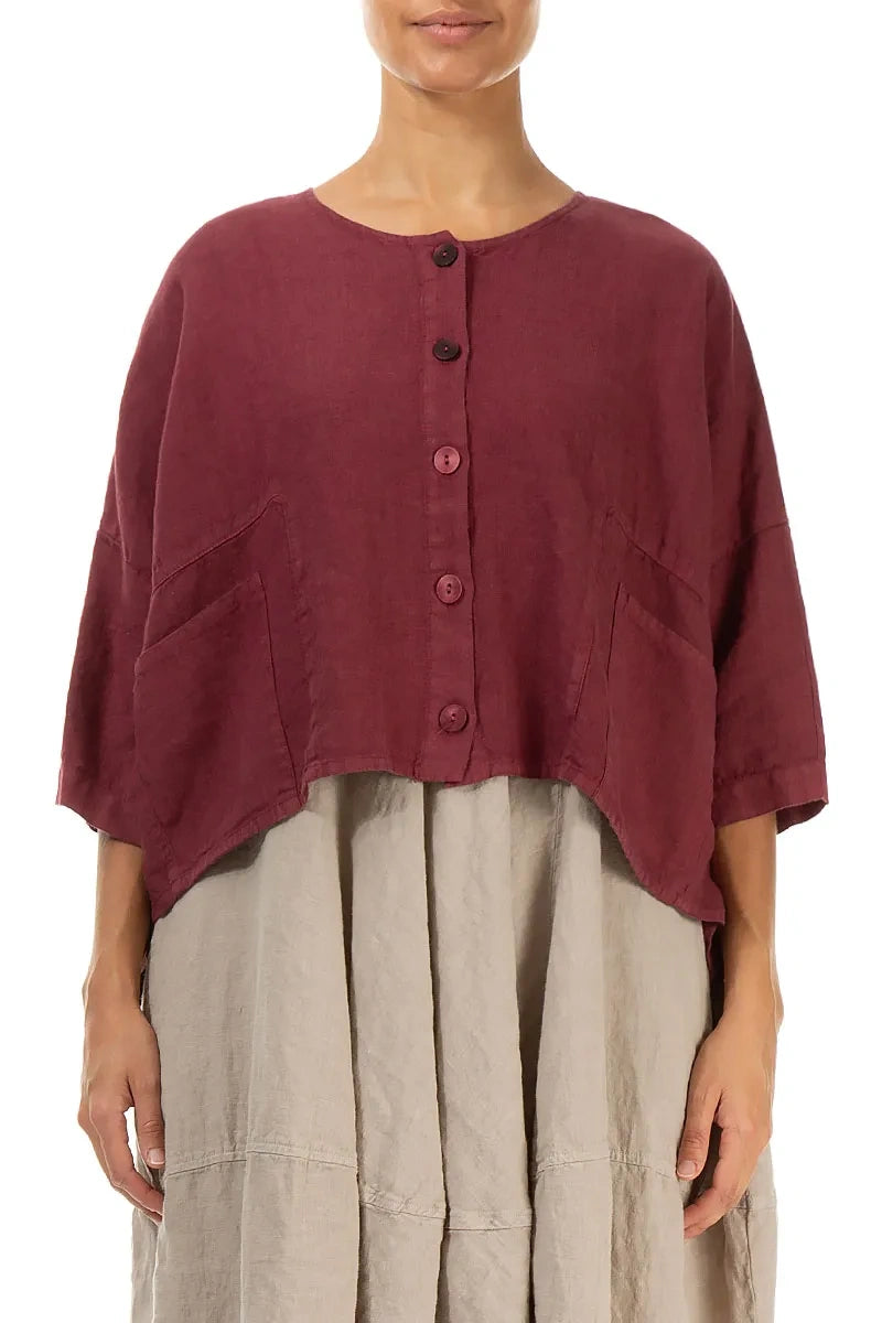 Boxy Antique Ruby Linen Jacket 1