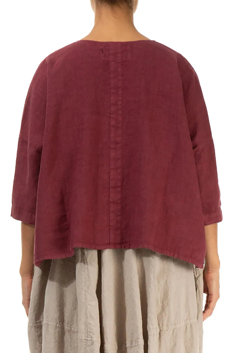 Boxy Antique Ruby Linen Jacket 2