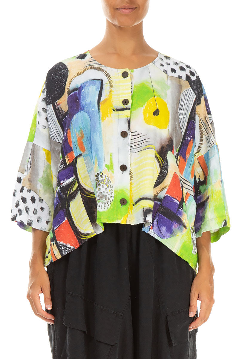 Boxy Artmaze Linen Jacket 1