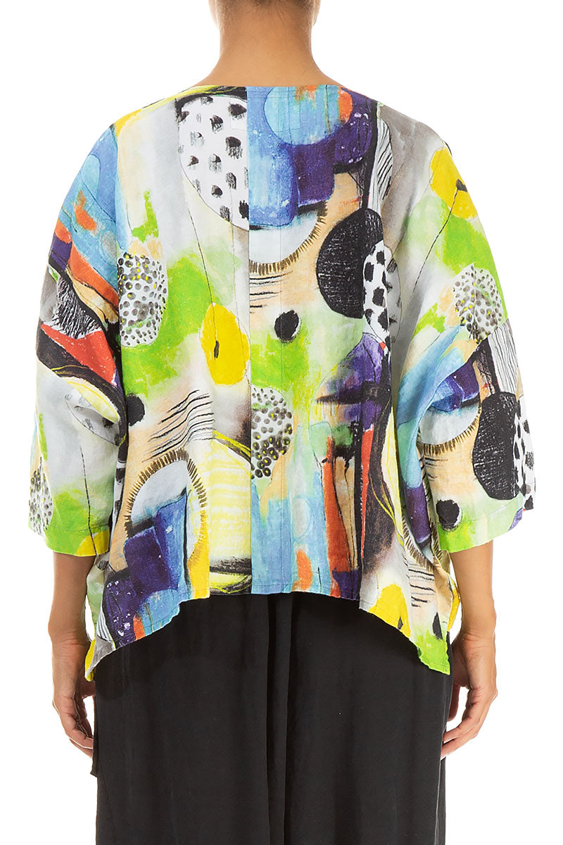 Boxy Artmaze Linen Jacket 2