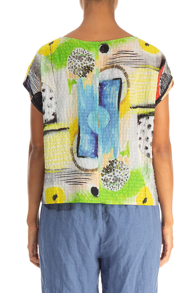 Boxy Artmaze Textured Silk Blouse 2
