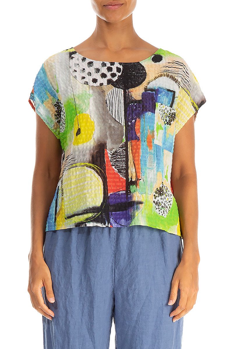 Boxy Artmaze Textured Silk Blouse 1