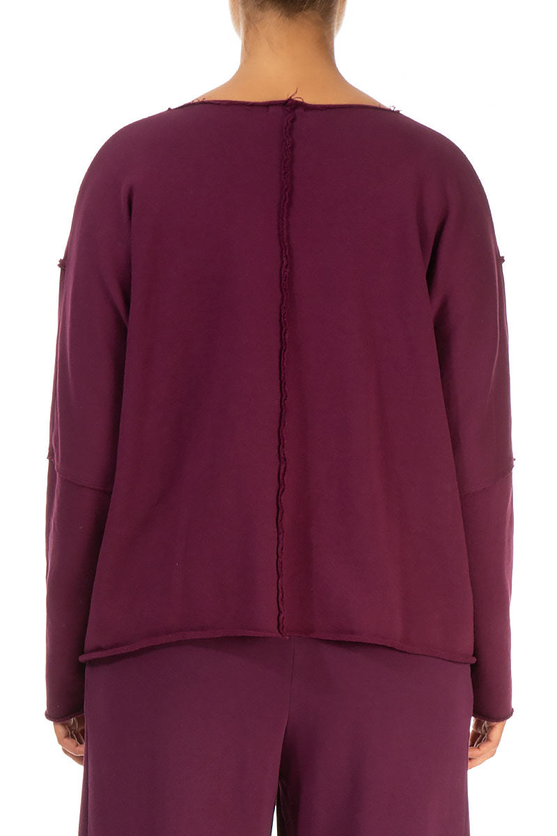 Boxy Aubergine Cotton Jumper