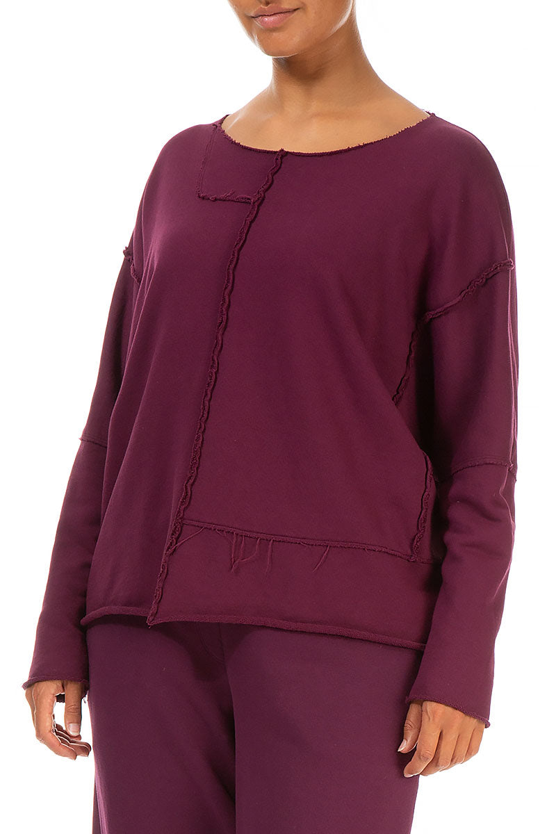 Boxy Aubergine Cotton Jumper