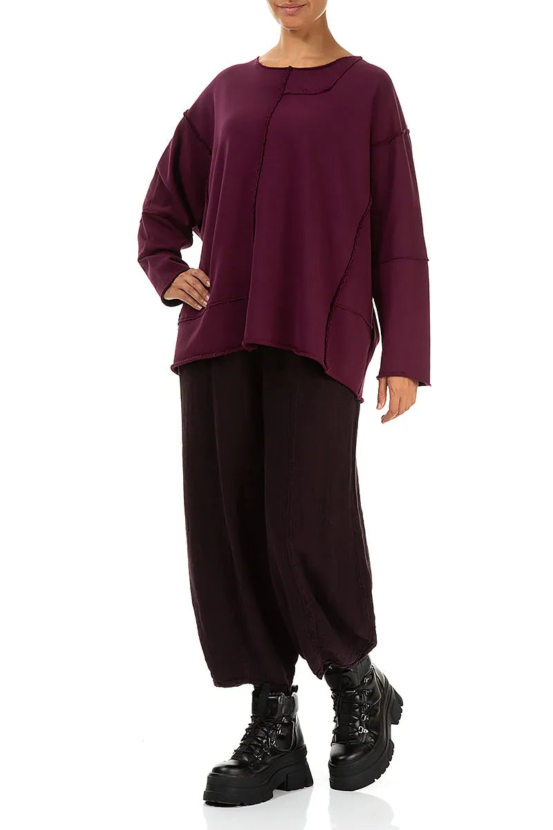 Boxy Aubergine Cotton Jumper 4