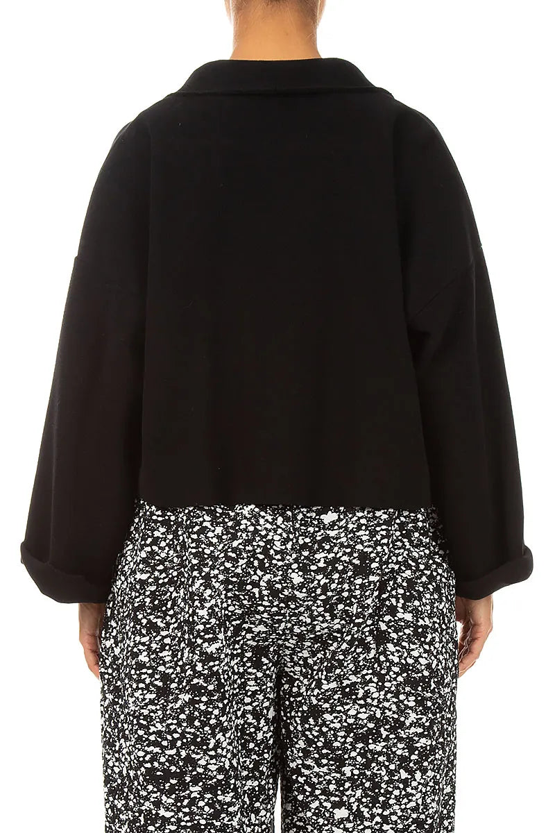 Boxy Black Cotton Jersey Jacket 3
