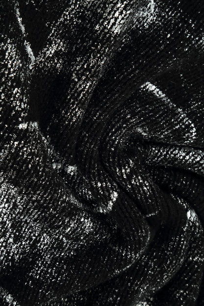 Boxy Black Silver Metallic Merino Wool Sweater 7