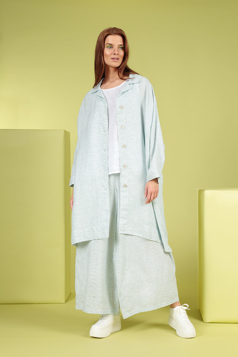 Boxy Blue Striped Linen Jacket 5