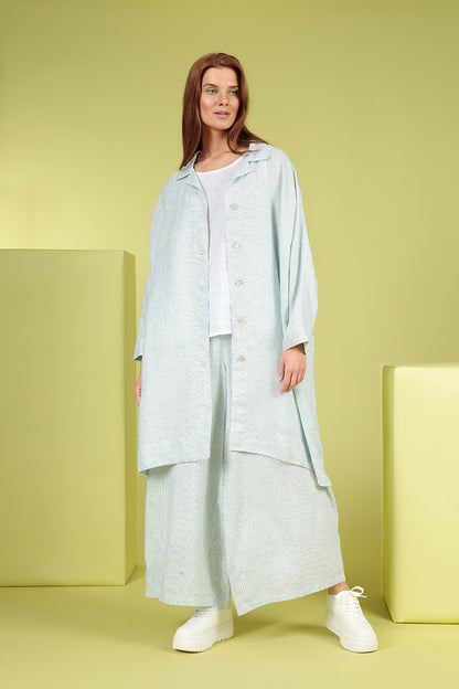 Boxy Blue Striped Linen Jacket 5