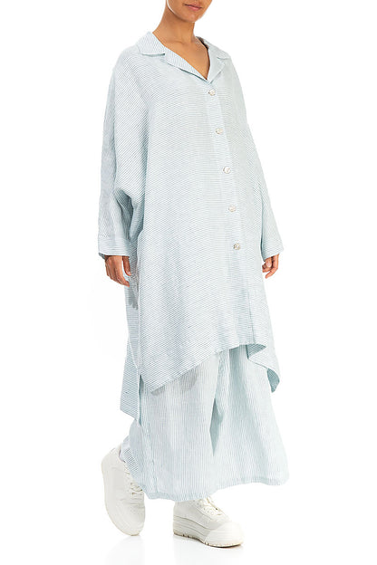 Boxy Blue Striped Linen Jacket 3