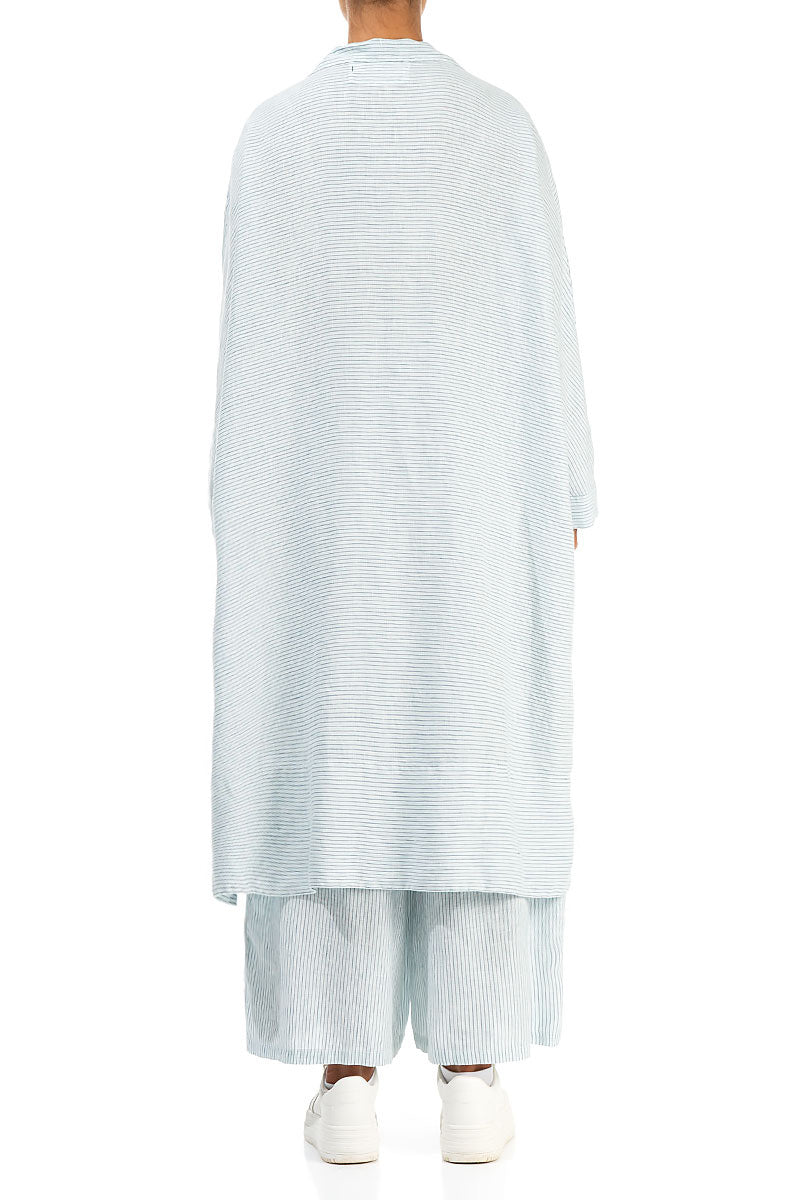 Boxy Blue Striped Linen Jacket 2