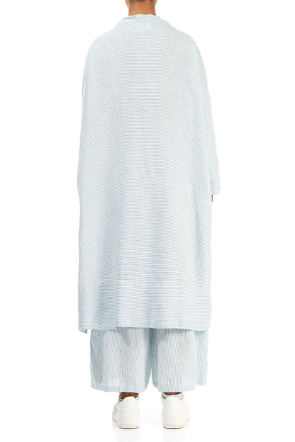 Boxy Blue Striped Linen Jacket 2