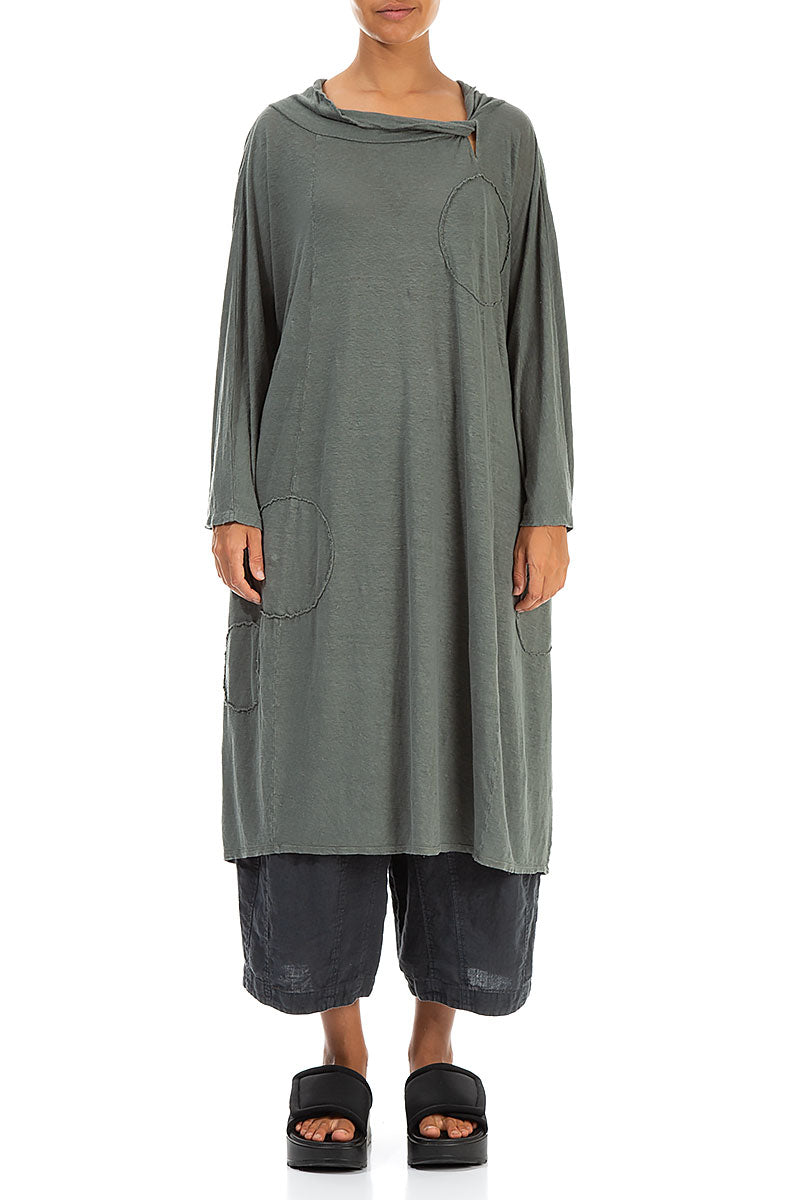 Boxy Bubble Décor Sage Linen Jersey Dress 1