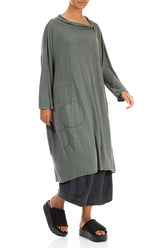 Boxy Bubble Décor Sage Linen Jersey Dress 3