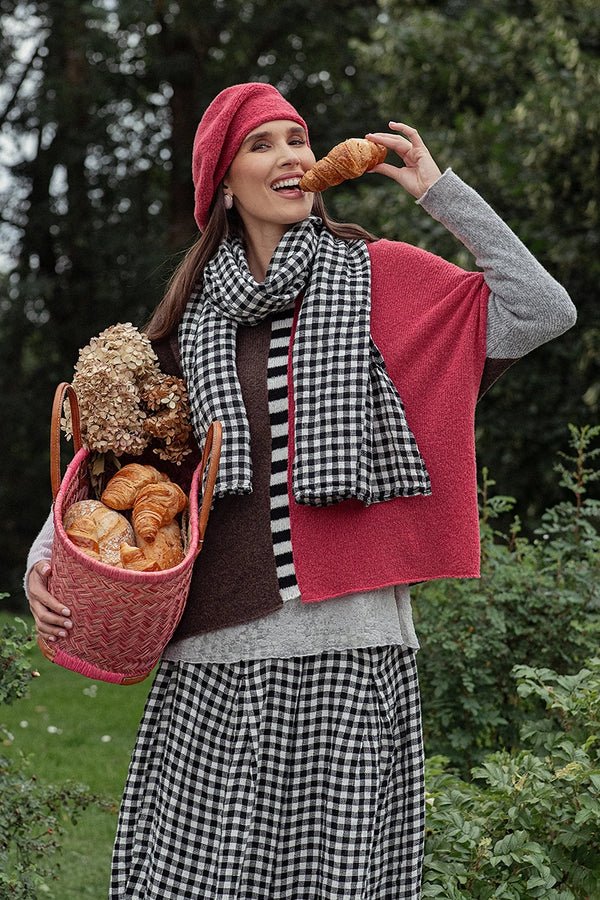 Boxy Colour-Block Rose Brown Wool Sweater