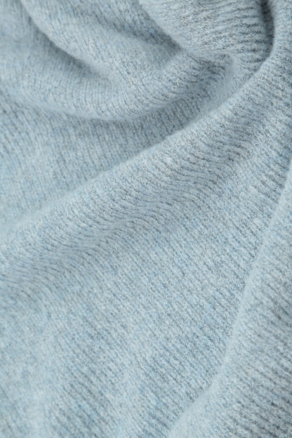 Boxy Cowl Neck Silver Blue Wool Sweater 5