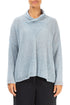 Boxy Cowl Neck Silver Blue Wool Sweater 1