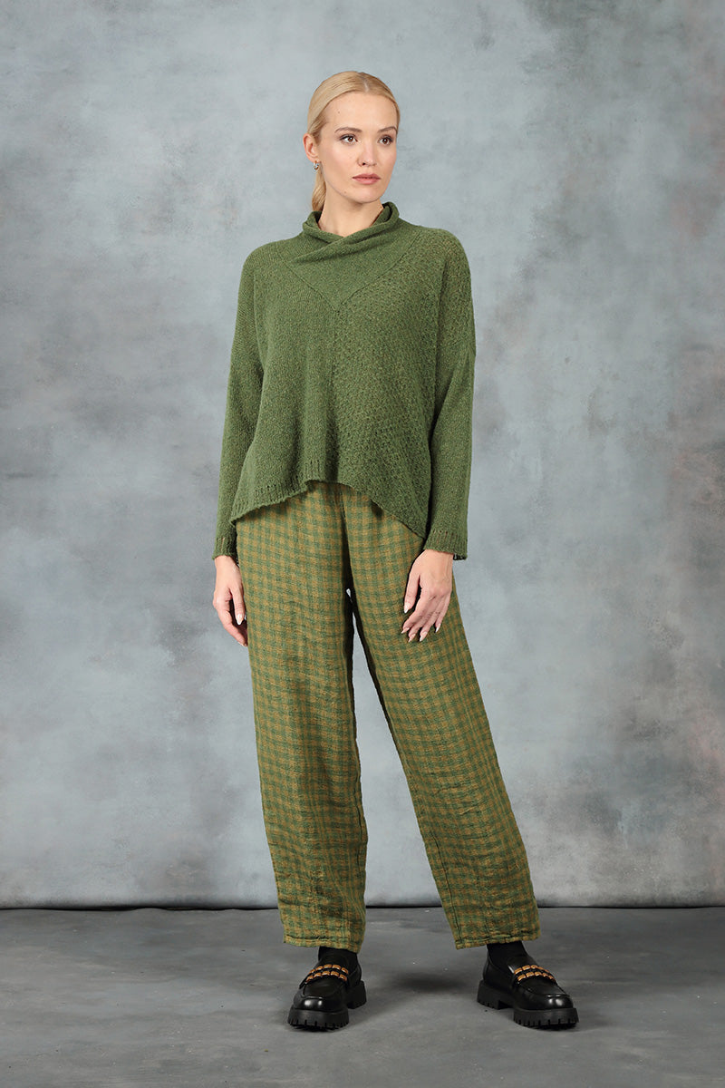 Boxy Cowl Neck Dark Sage Wool Sweater 6