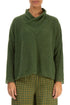 Boxy Cowl Neck Dark Sage Wool Sweater 1