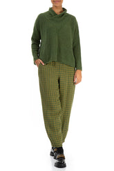 Boxy Cowl Neck Dark Sage Wool Sweater 4